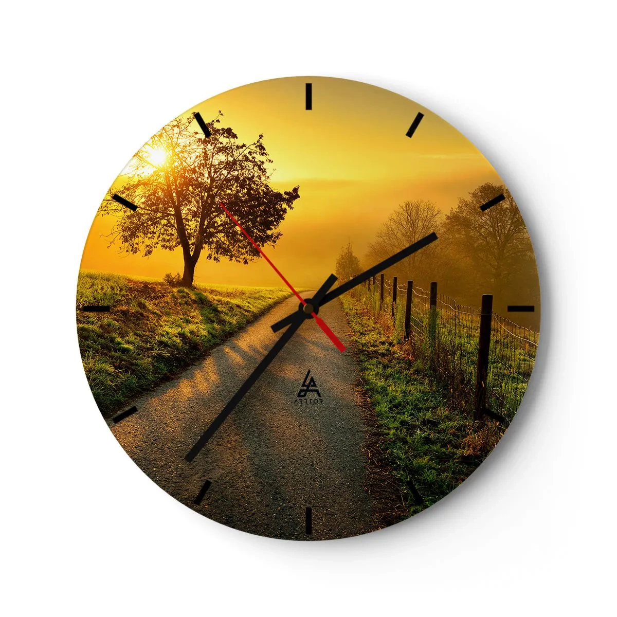 Reloj de pared - Reloj de vidrio - El camino está iluminado por los rayos del sol de la mañana. - 30x30cm - Tarde melosa - Decoración de pared moderna para salón, cocina y dormitorio ARTTOR