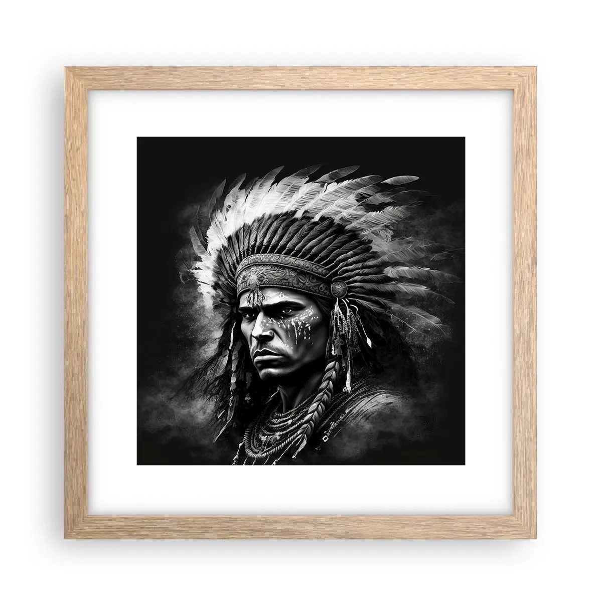 Póster en marco roble claro - Líder y guerrero - 30x30 cm