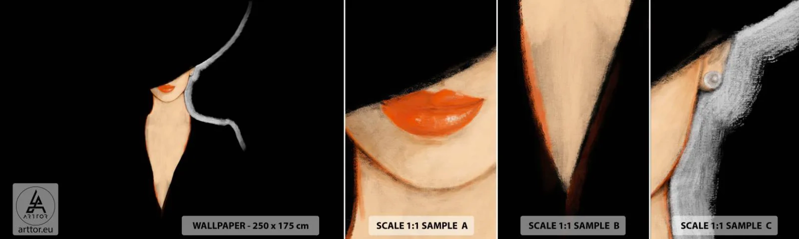 Muestra de fotomural autoadhesivo Deluxe Sticker - Elegancia y estilo - mujer con sombrero, Moda, Pedazo - 100x30 cm