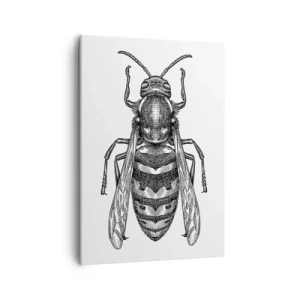 Cuadro sobre lienzo - Impresión de Imagen - Un motivo de avispa de dibujos animados sobre un fondo blanco en un estilo minimalista. - 50x70cm - Desde un planeta de insectos - Decoración de pared moderna para salón y dormitorio ARTTOR