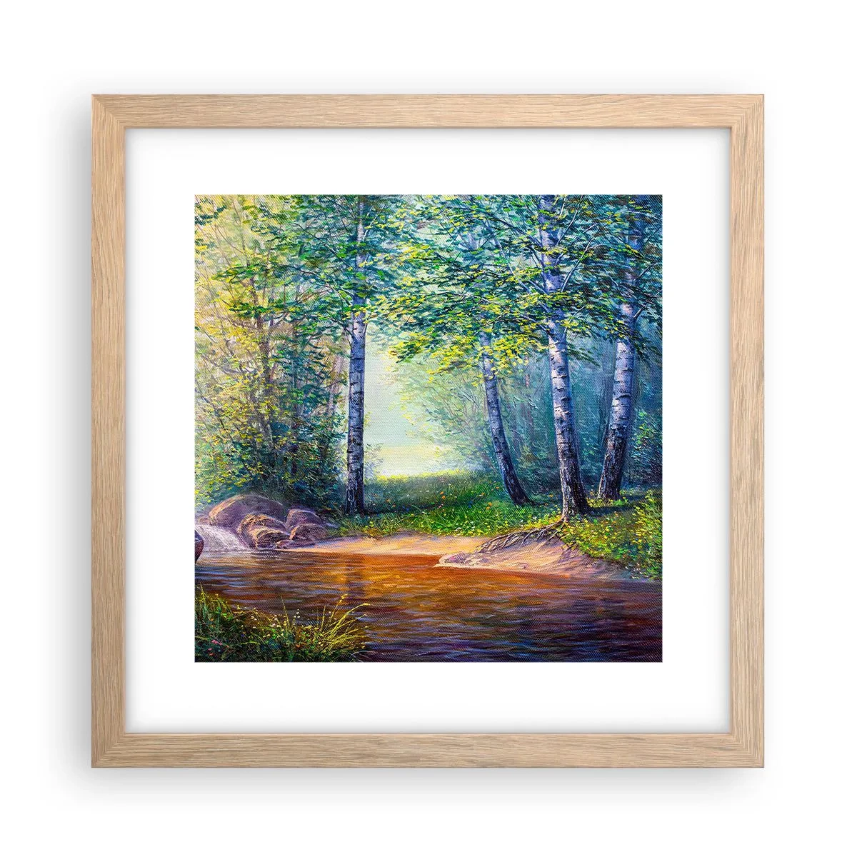 Póster en marco roble claro - Paisaje idílico - 30x30 cm