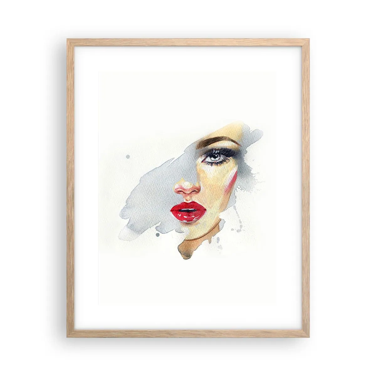 Póster en marco roble claro - Reflejo en una gota de agua - 40x50 cm