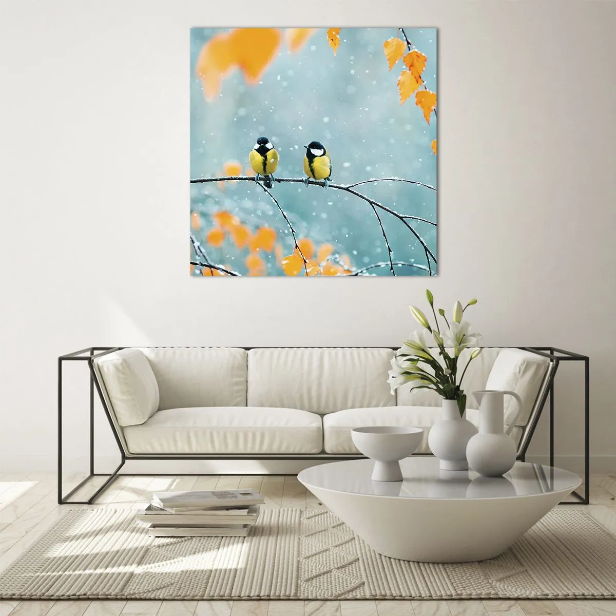 Cuadro sobre vidrio - Impresiones sobre Vidrio - Cotilleo de pájaros - 50x50 cm