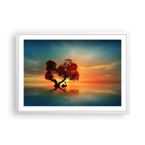 Póster en marco blanco - La lejanía y el silencio del mundo - 70x50 cm