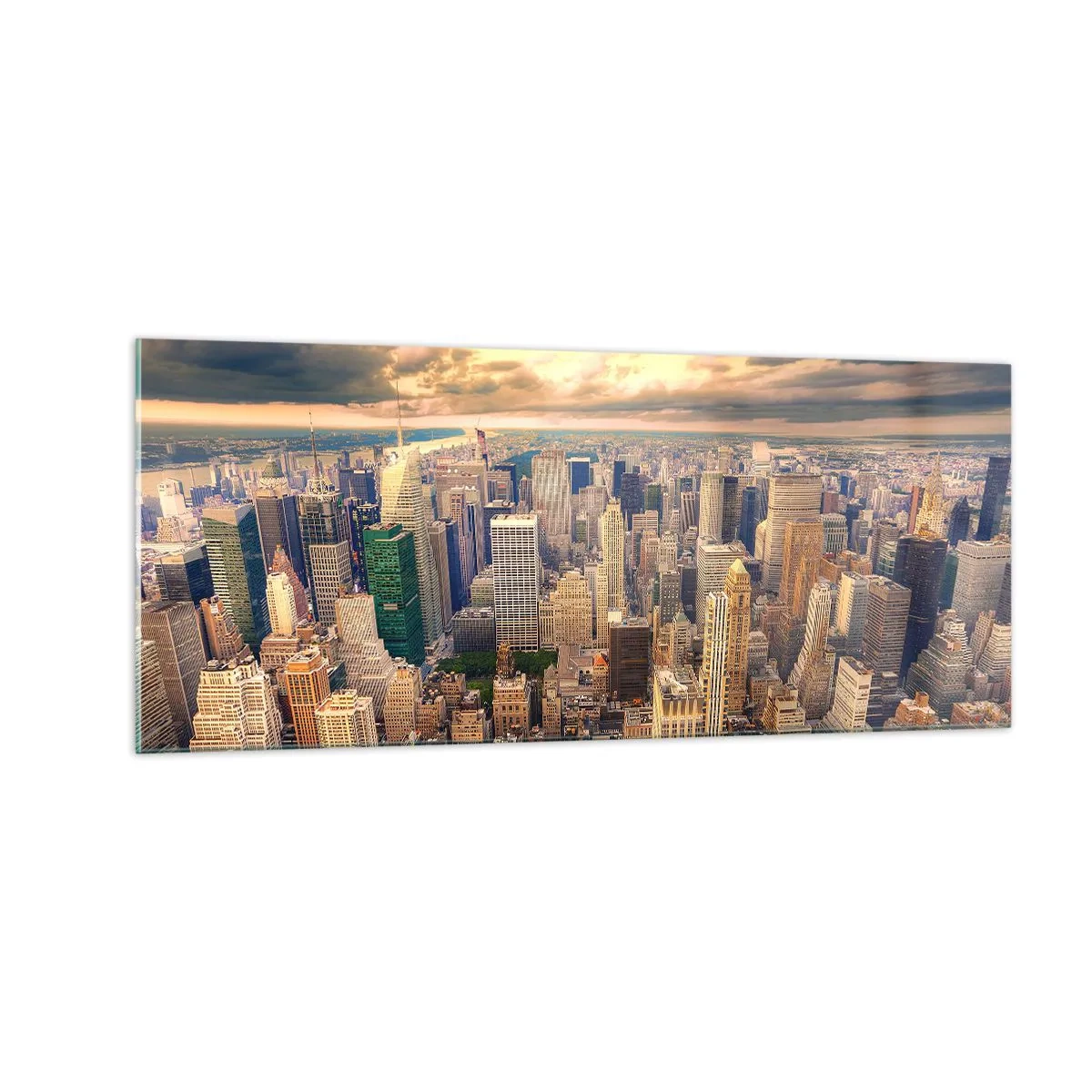 Cuadro sobre vidrio - Impresiones sobre Vidrio - Metrópolis dorada - 100x40 cm
