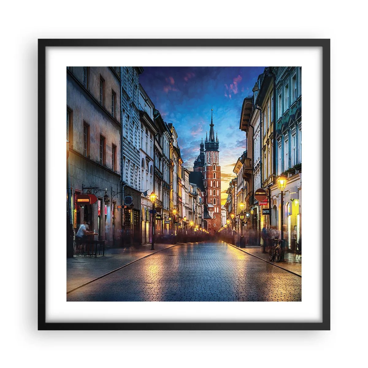 Póster en marco negro - El encanto de Cracovia - 50x50 cm