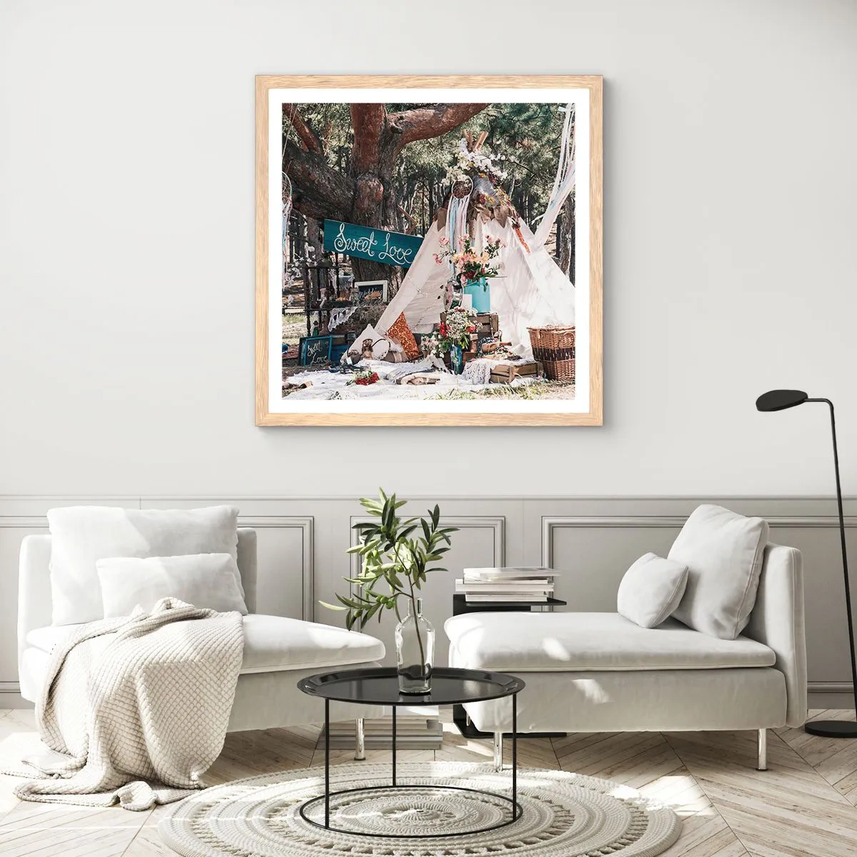 Póster en marco roble claro - Amor exótico - 40x40 cm