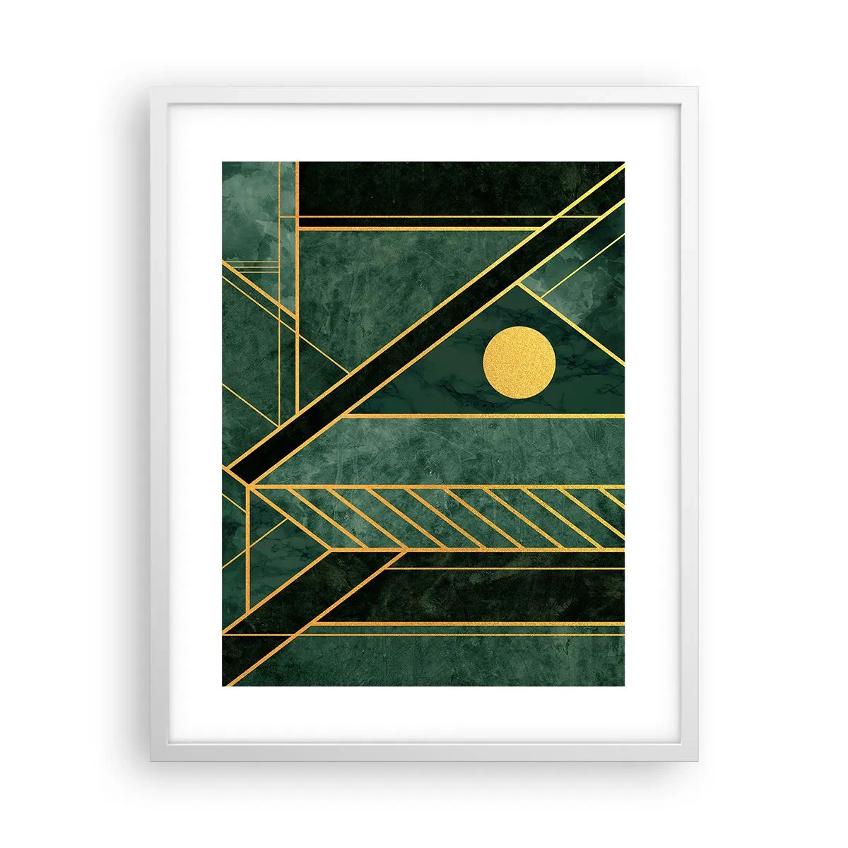 Póster en marco blanco - La dinámica del oro y el azul - 40x50 cm