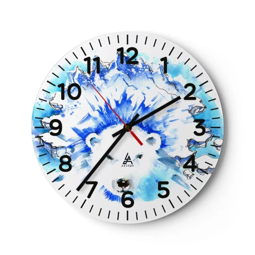 Reloj de pared - Reloj de vidrio - El rey del Ártico con una corona de hielo - 30x30 cm
