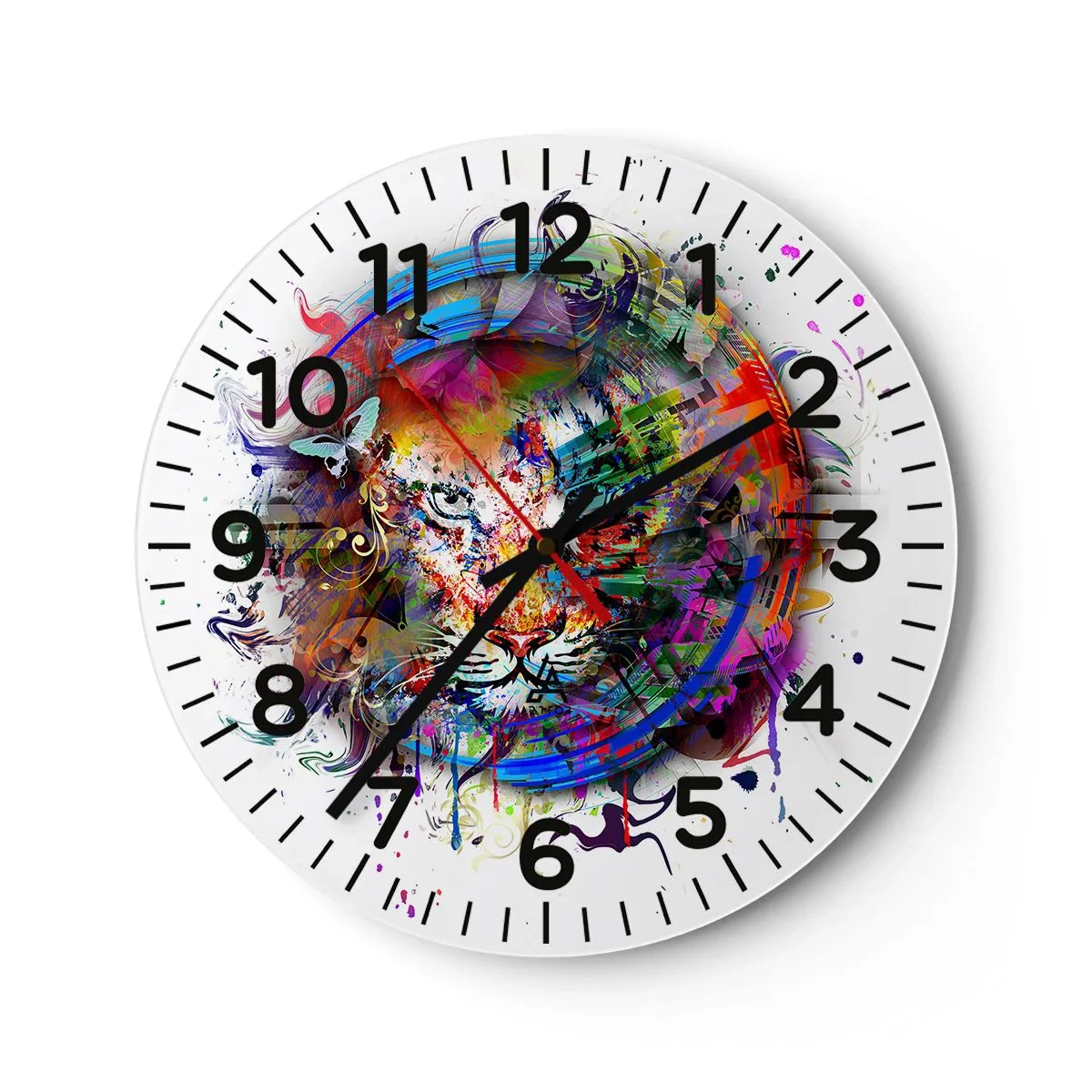 Reloj de pared - Reloj de vidrio - Al acecho tras la cortina arco iris - 40x40 cm