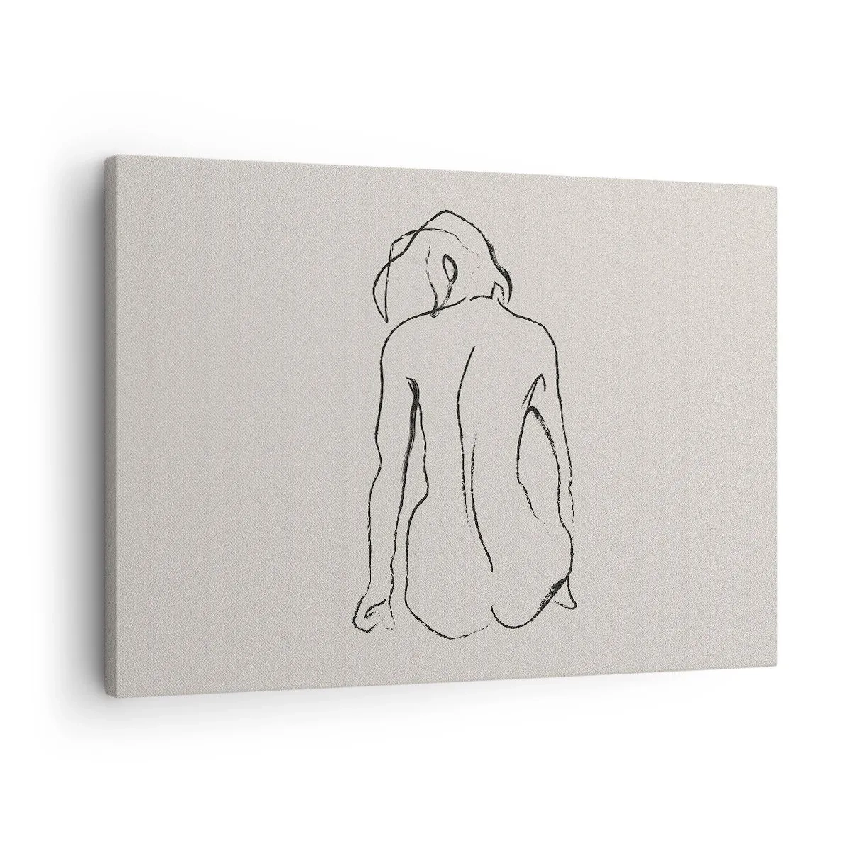 Cuadro sobre lienzo - Impresión de Imagen - Un boceto sutil de la silueta de una niña desde atrás. - 70x50cm - Esbozos de una espalada - Decoración de pared moderna para salón y dormitorio ARTTOR