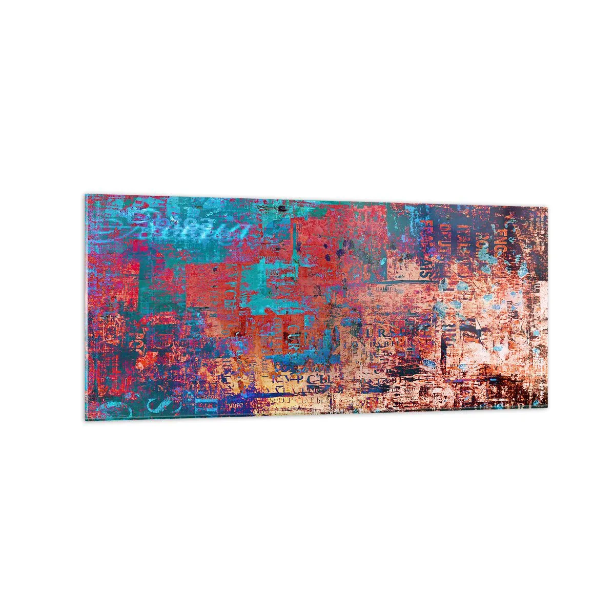 Cuadro sobre vidrio - Impresiones sobre Vidrio - Una composición abstracta con una mezcla de colores intensos. - 120x50cm - Memoria y olvido - Decoración de pared moderna para salón y dormitorio ARTTOR