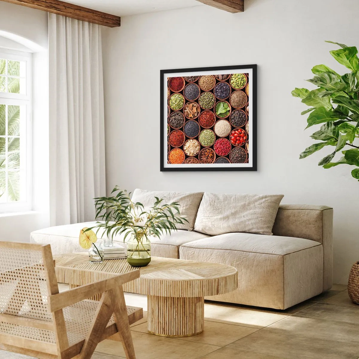 Póster en marco negro - Todos los sabores del mundo - 30x30 cm