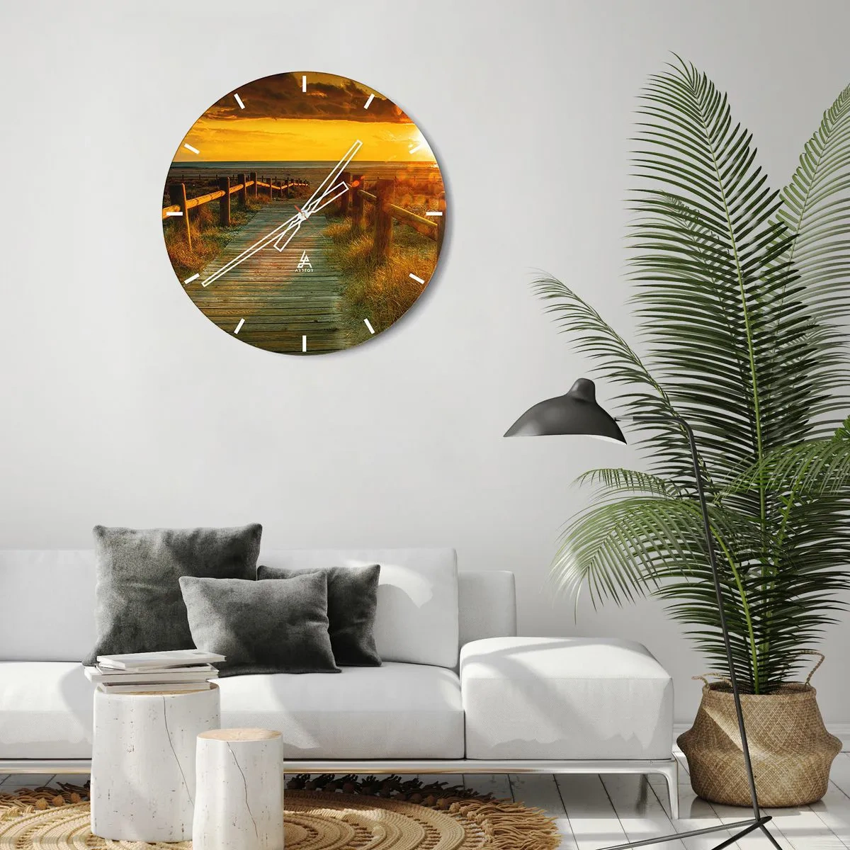 Reloj de pared - Reloj de vidrio - Bañado en oro viejo - 40x40 cm