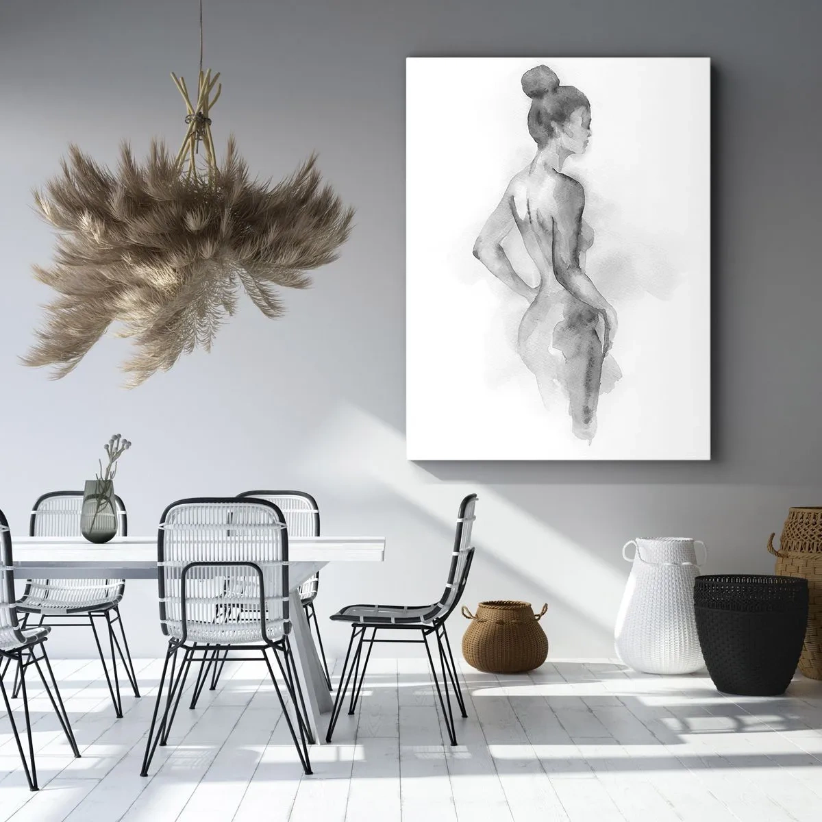 Cuadro sobre lienzo - Impresión de Imagen - Boceto en acuarela de una silueta femenina - 50x70cm - Tan hermosa como la pintura - Decoración de pared moderna para salón y dormitorio ARTTOR