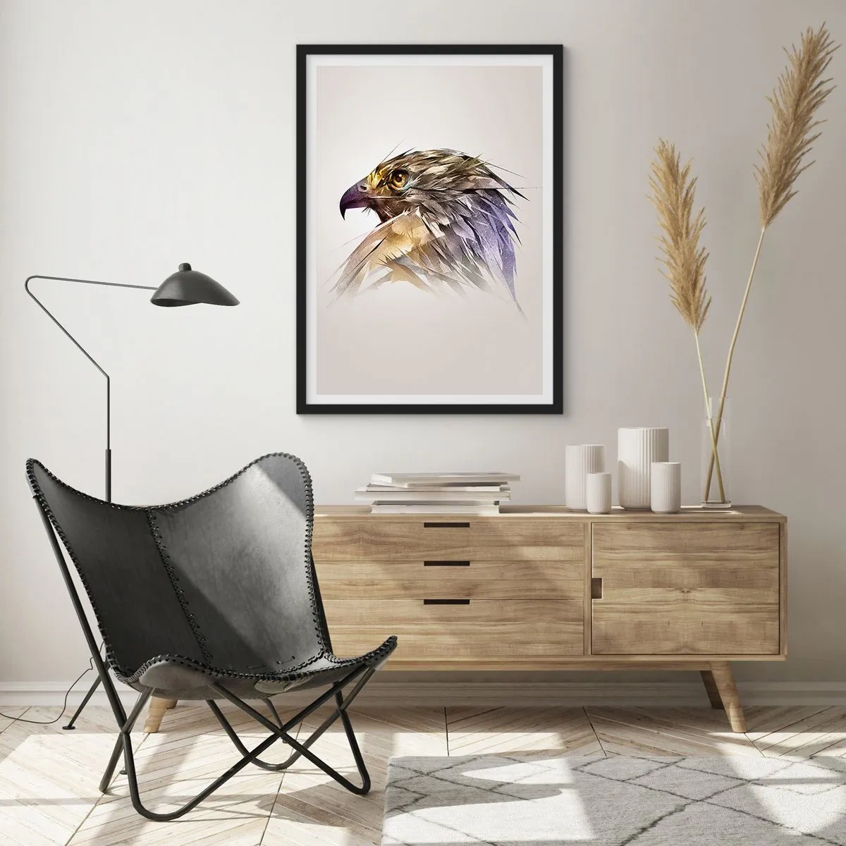 Póster en marco negro - Retrato de un guerrero - 40x50 cm