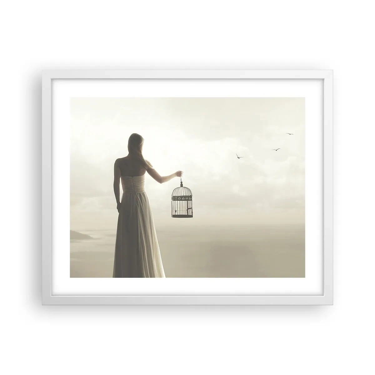 Póster en marco blanco - Sé libre - 50x40 cm