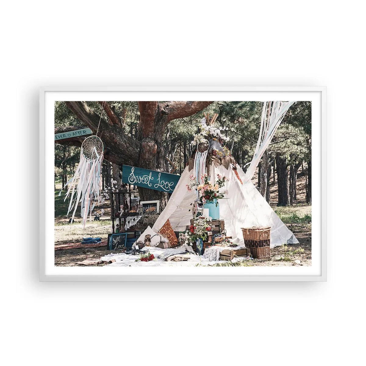 Póster en marco blanco - Amor exótico - 91x61 cm