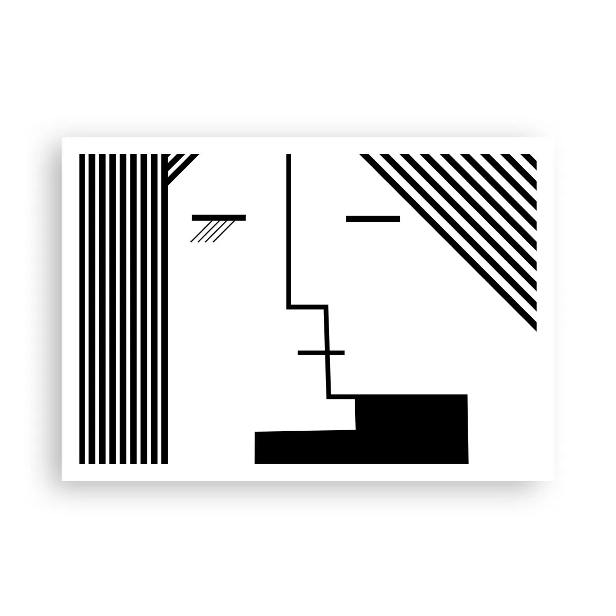 Póster - Abstracción geométrica de un beso en blanco y negro. - 100x70cm - Solo un beso - Decoración de pared moderna para salón y dormitorio ARTTOR