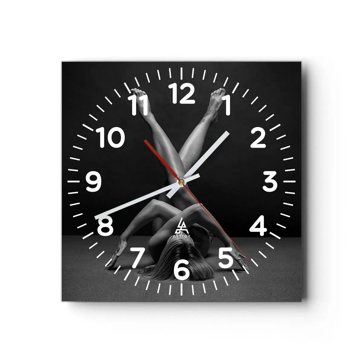 Reloj de pared - Reloj de vidrio - Geometría al desnudo - 40x40 cm