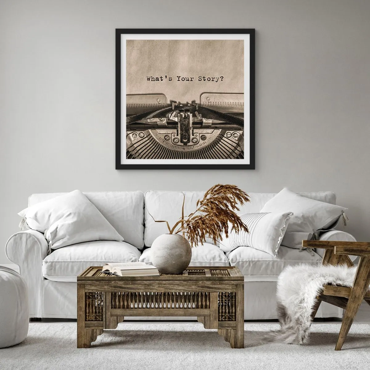 Póster en marco negro - Solo espero una respuesta - 50x50 cm