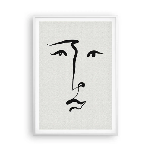 Póster en marco blanco - Retrato en una línea - 70x100 cm