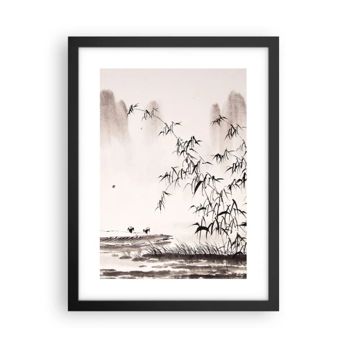 Póster en marco negro - El silencio de los arrozales - 30x40 cm