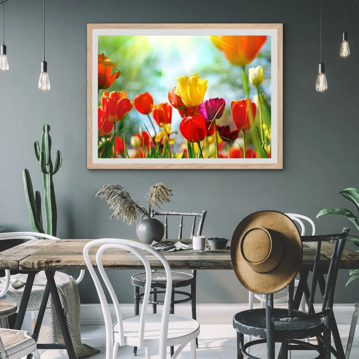 Póster en marco roble claro - Todos los tonos del sol - 70x50 cm