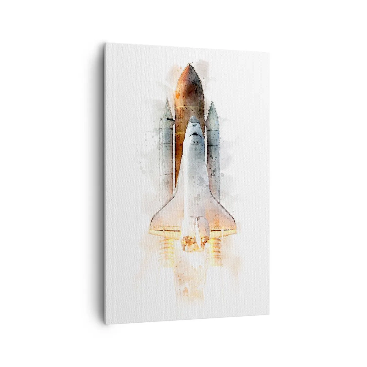 Cuadro sobre lienzo - Impresión de Imagen - Una interpretación artística en acuarela de un transbordador espacial despegando. - 80x120cm - El comienzo de la exploración - Decoración de pared moderna para salón y dormitorio ARTTOR