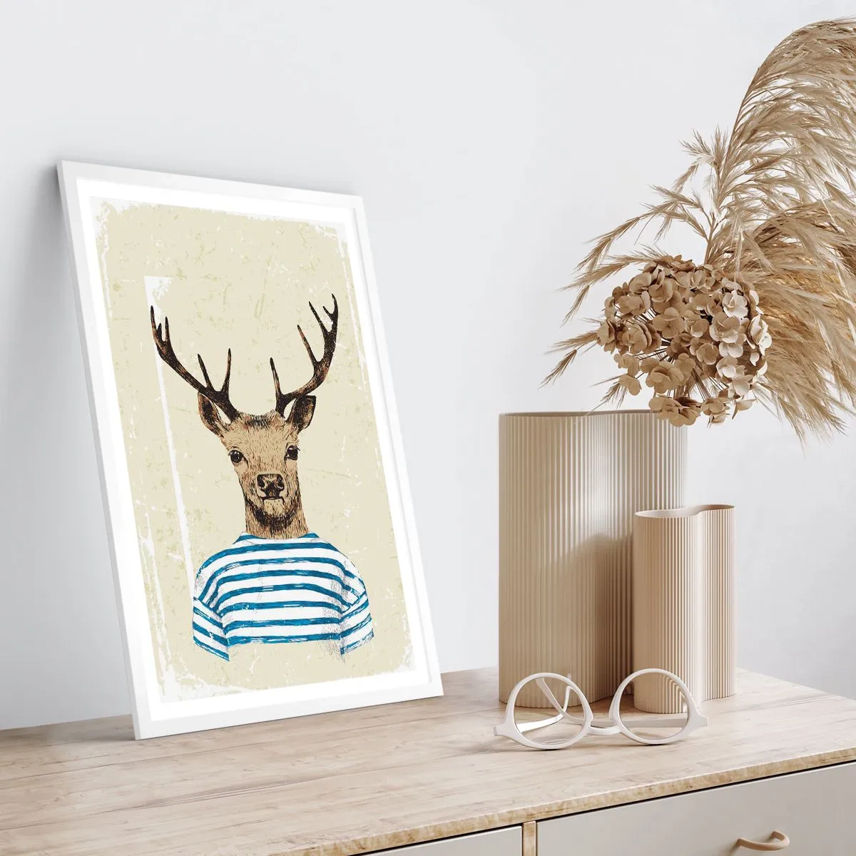 Póster en marco blanco - Porque me gustan las camisas de rayas - 50x70 cm