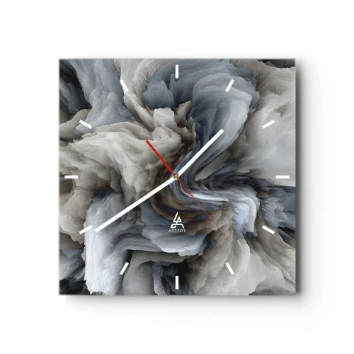 Reloj de pared - Reloj de vidrio - Piedra y flor - 40x40 cm