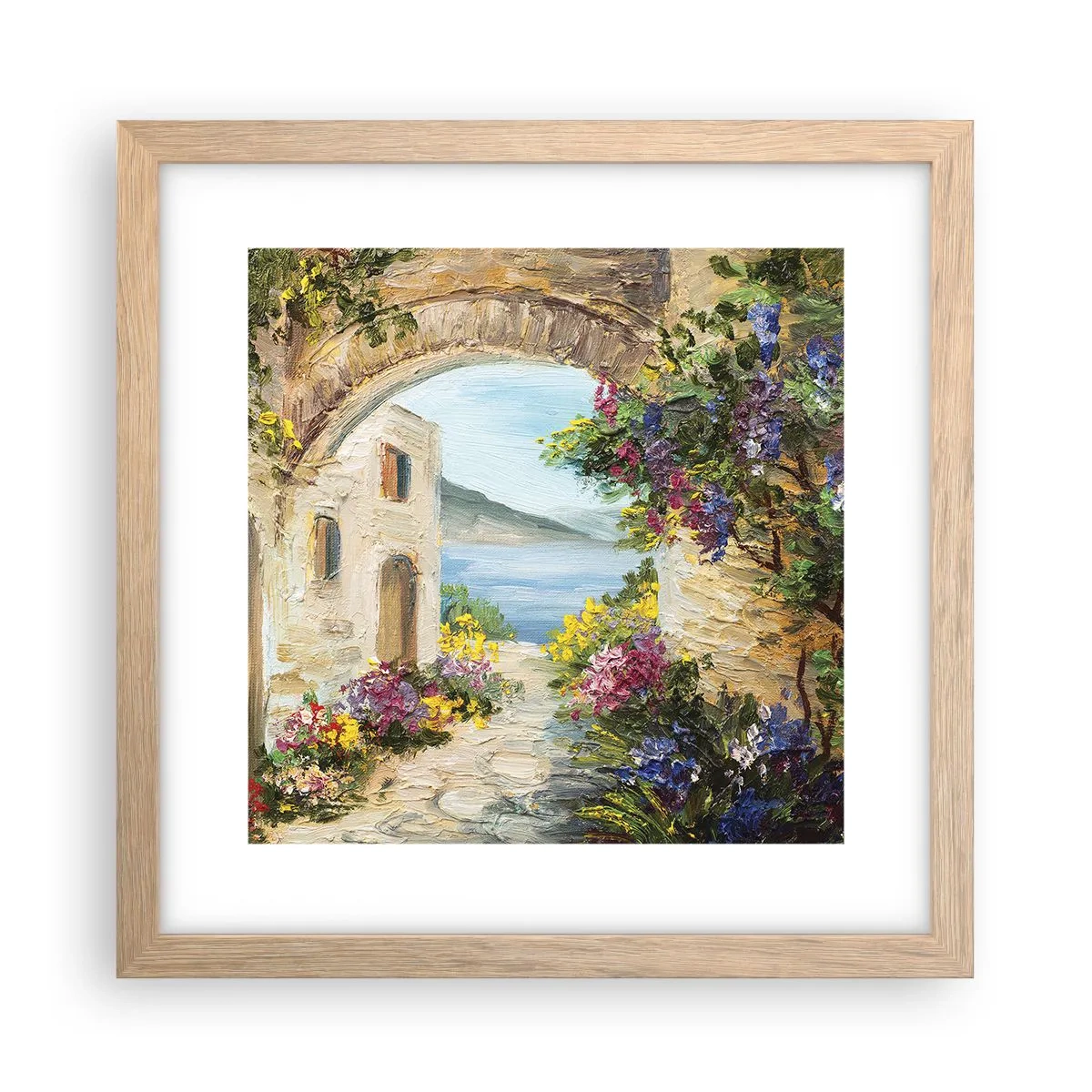 Póster en marco roble claro - El encanto del paisaje costero - 30x30 cm