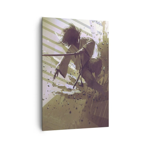 Cuadro sobre lienzo - Impresión de Imagen - Lucha dinámica entre dos personajes en estilo futurista. - 80x120cm - Y puedes ser un samurai - Decoración de pared moderna para salón y dormitorio ARTTOR