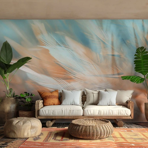 Fotomural Premium Sand - En la tierra de la suavidad - Delicado, Plumas, Minimalismo - 250x175 cm