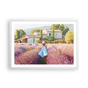 Póster en marco blanco - La chica de la lavanda - 70x50 cm