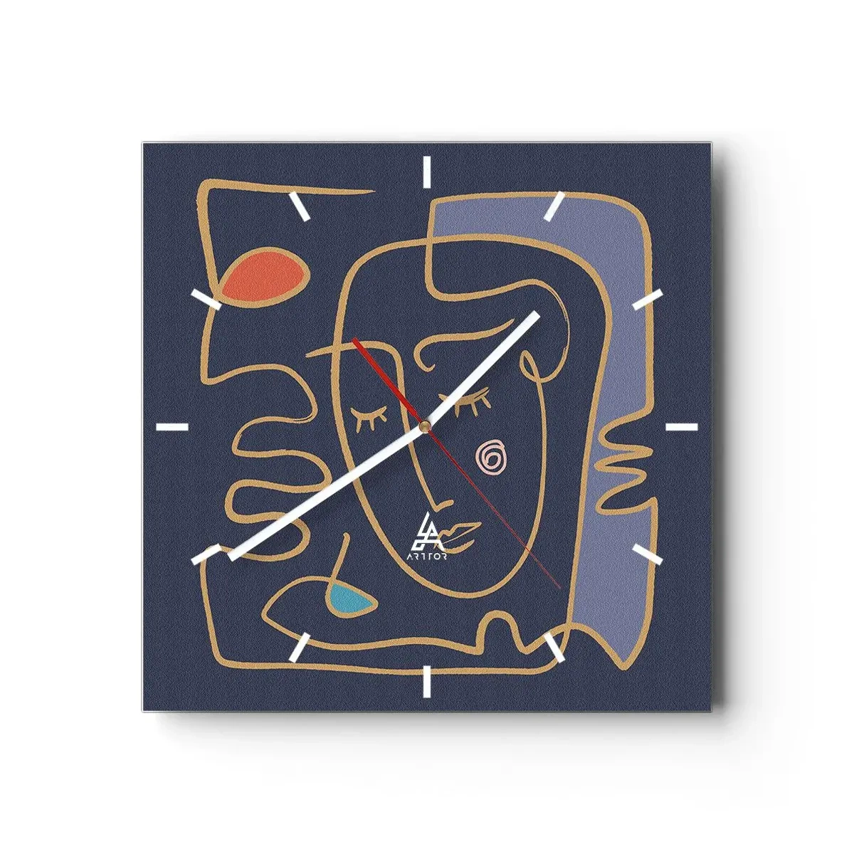 Reloj de pared - Reloj de vidrio - Retrato de rostro abstracto en estilo minimalista - 30x30cm - En un maravilloso sueño - Decoración de pared moderna para salón y dormitorio ARTTOR