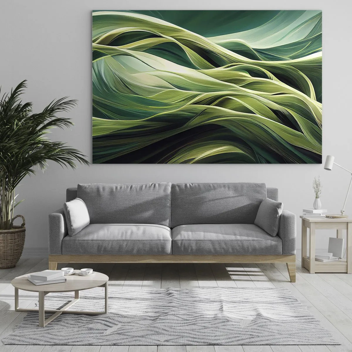 Cuadro sobre vidrio - Impresiones sobre Vidrio - Un juego abstracto de color verde - 70x50 cm