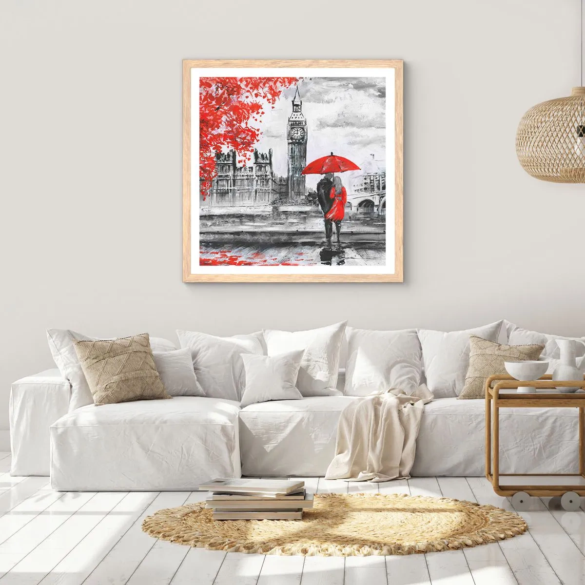 Póster en marco roble claro - Londres enamora - 50x50 cm