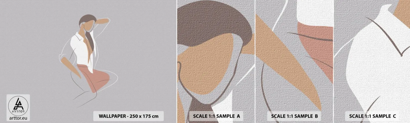 Muestra de fotomural autoadhesivo Deluxe Sticker - Un esbozo de encanto - Mujer, Gráficos, Modelo - 100x30 cm