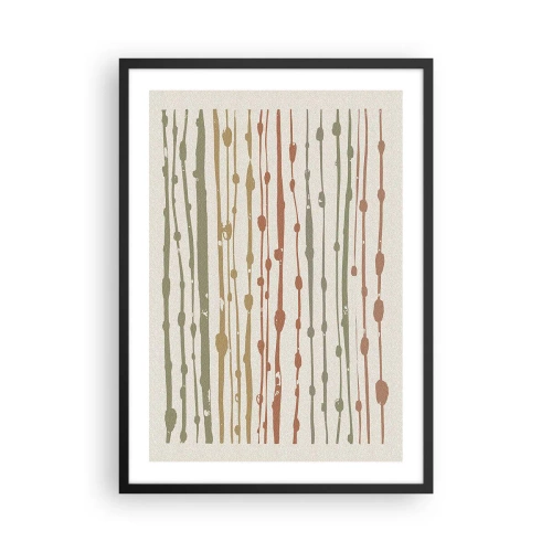 Póster en marco negro - Líneas verticales abstractas en tonos naturales. - 50x70cm - Composición de notas musicales - Decoración de pared moderna para salón y dormitorio ARTTOR