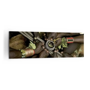 Cuadro sobre lienzo - Impresión de Imagen - Pulseras de mano tradicionales en un grupo de manos. - 160x50cm - Estamos juntos - Decoración de pared moderna para salón y dormitorio ARTTOR