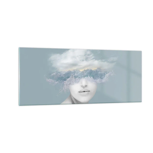 Cuadro sobre vidrio - Impresiones sobre Vidrio - Con la cabeza en las nubes - 100x40 cm