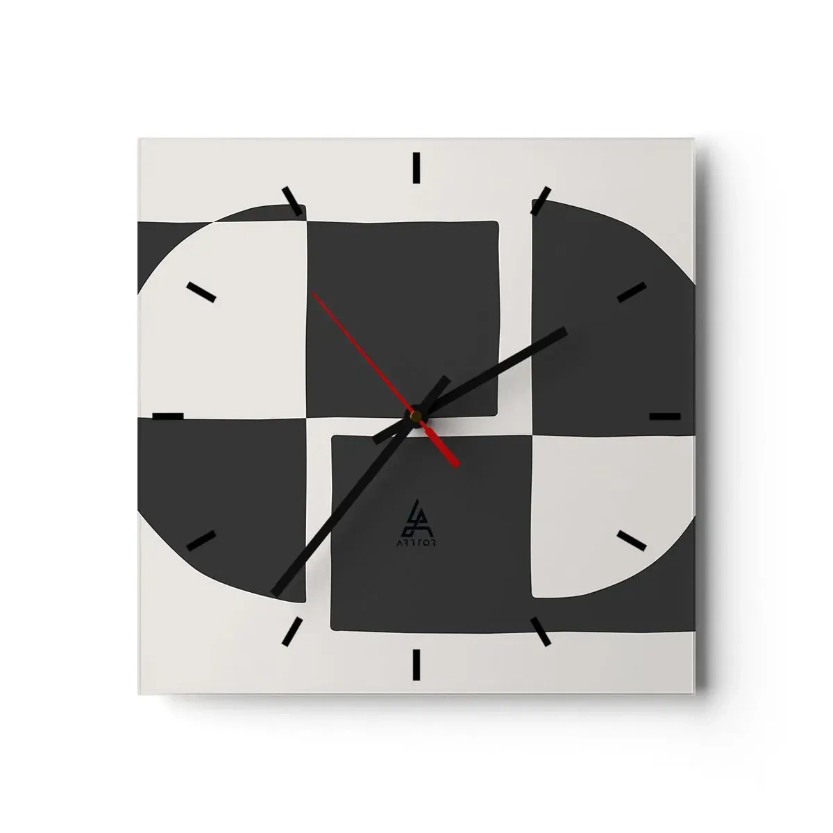 Reloj de pared - Reloj de vidrio - Antítesis - síntesis - 40x40 cm