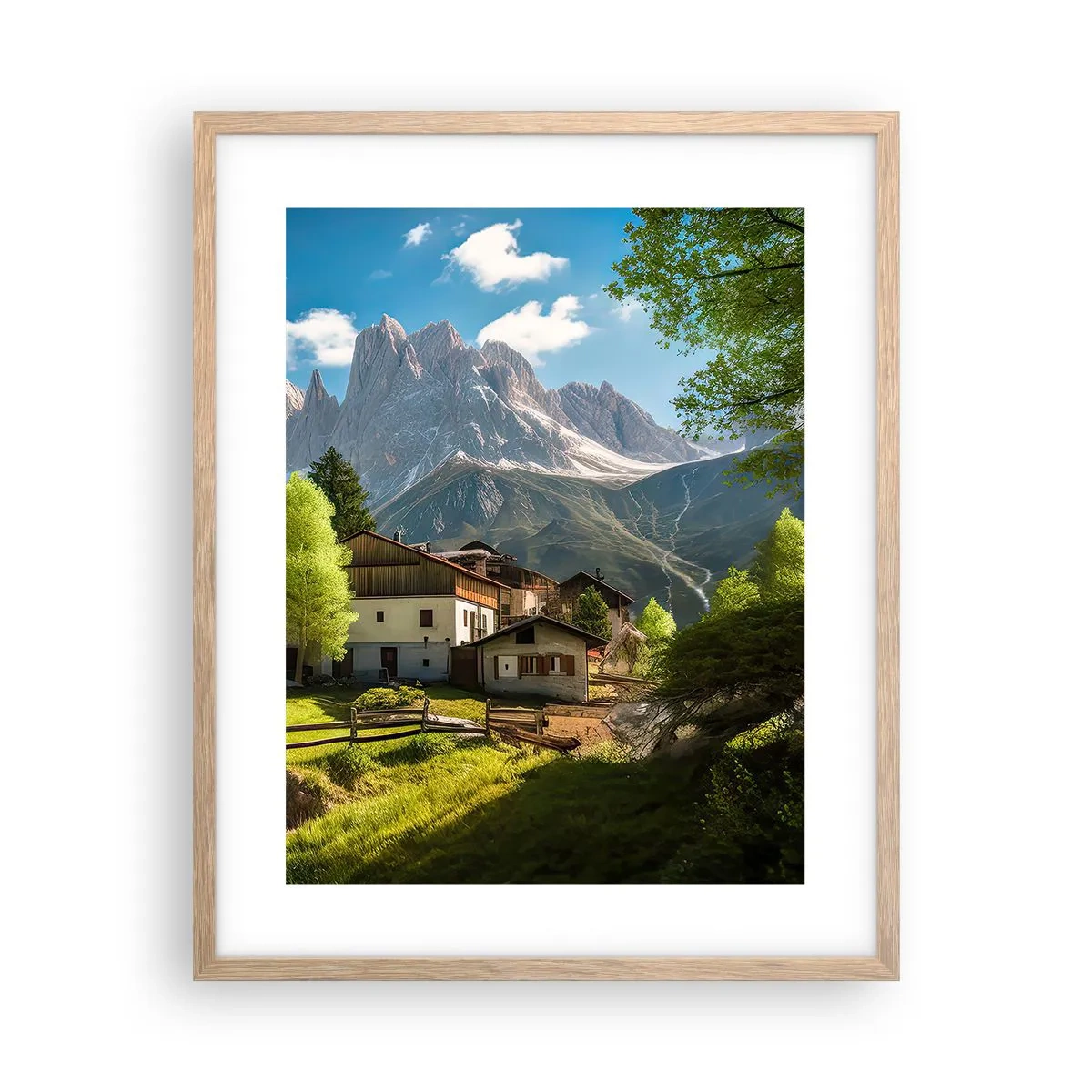 Póster en marco roble claro - Idilio alpino - 40x50 cm