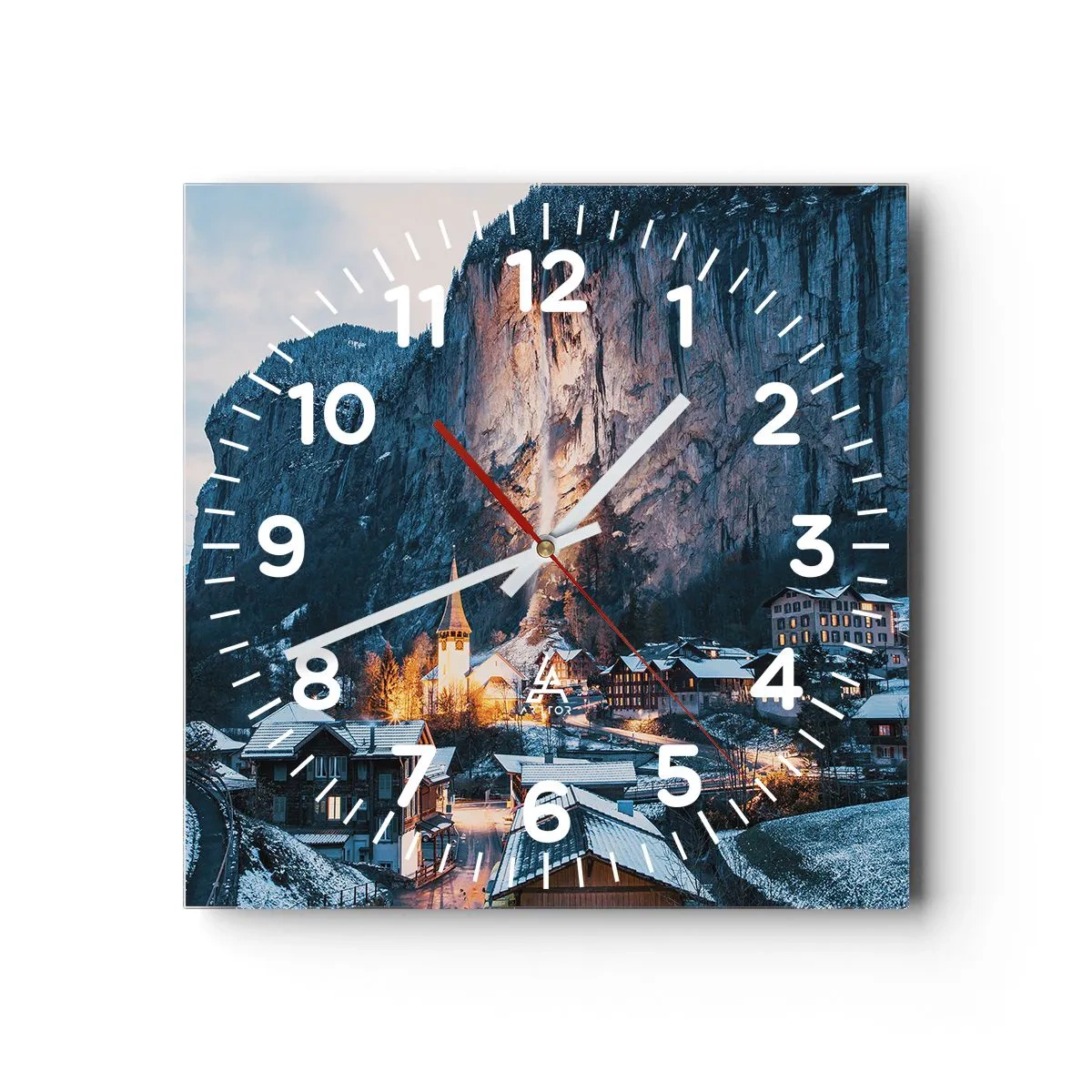 Reloj de pared - Reloj de vidrio - El espíritu luminoso del invierno - 40x40 cm