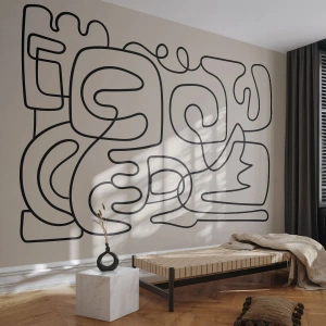 Fotomural Premium Sand - Líneas abstractas que crean formas geométricas. - 100x70cm - El camino correcto - Decoración de pared moderna para salón y dormitorio ARTTOR