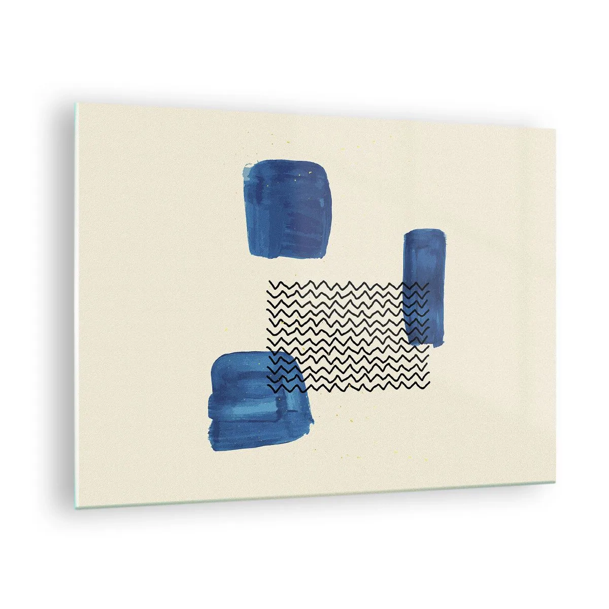 Cuadro sobre vidrio - Impresiones sobre Vidrio - Abstracción moderna con acentos azules. - 70x50cm - Un cuarteto abstracto - Decoración de pared moderna para salón y dormitorio ARTTOR