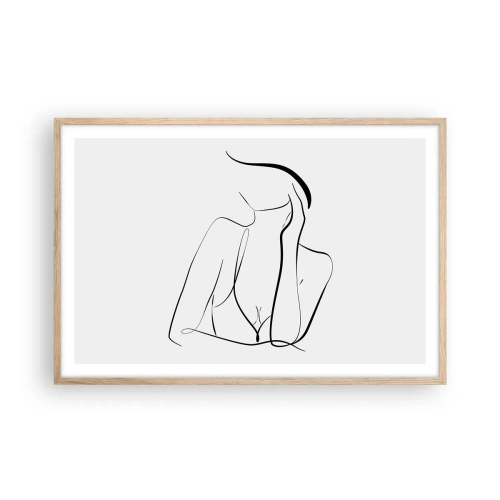 Póster en marco roble claro - En la ola de sueños - 91x61 cm