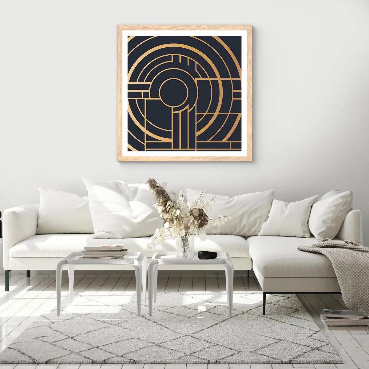 Póster en marco roble claro - Giro de los elementos - 50x50 cm