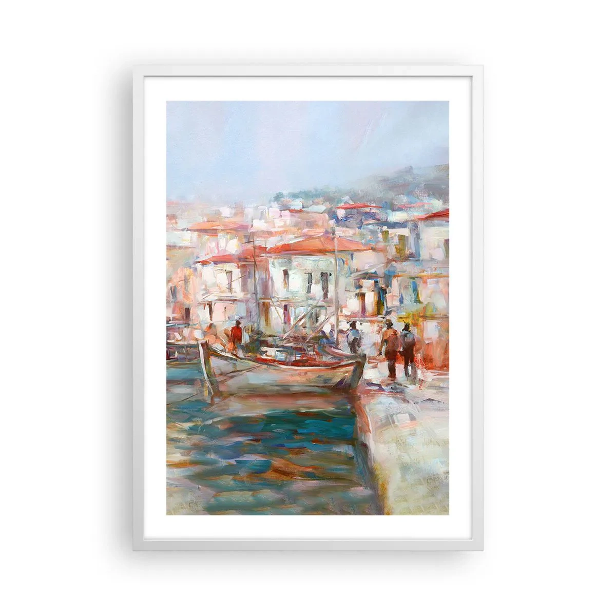 Póster en marco blanco - Vacaciones en colores pastel - 50x70 cm